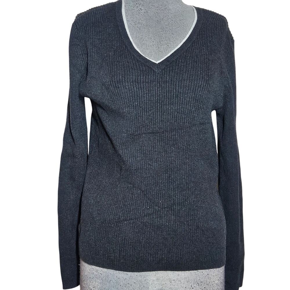 Cotton Blend V Neck Sweater Size Large